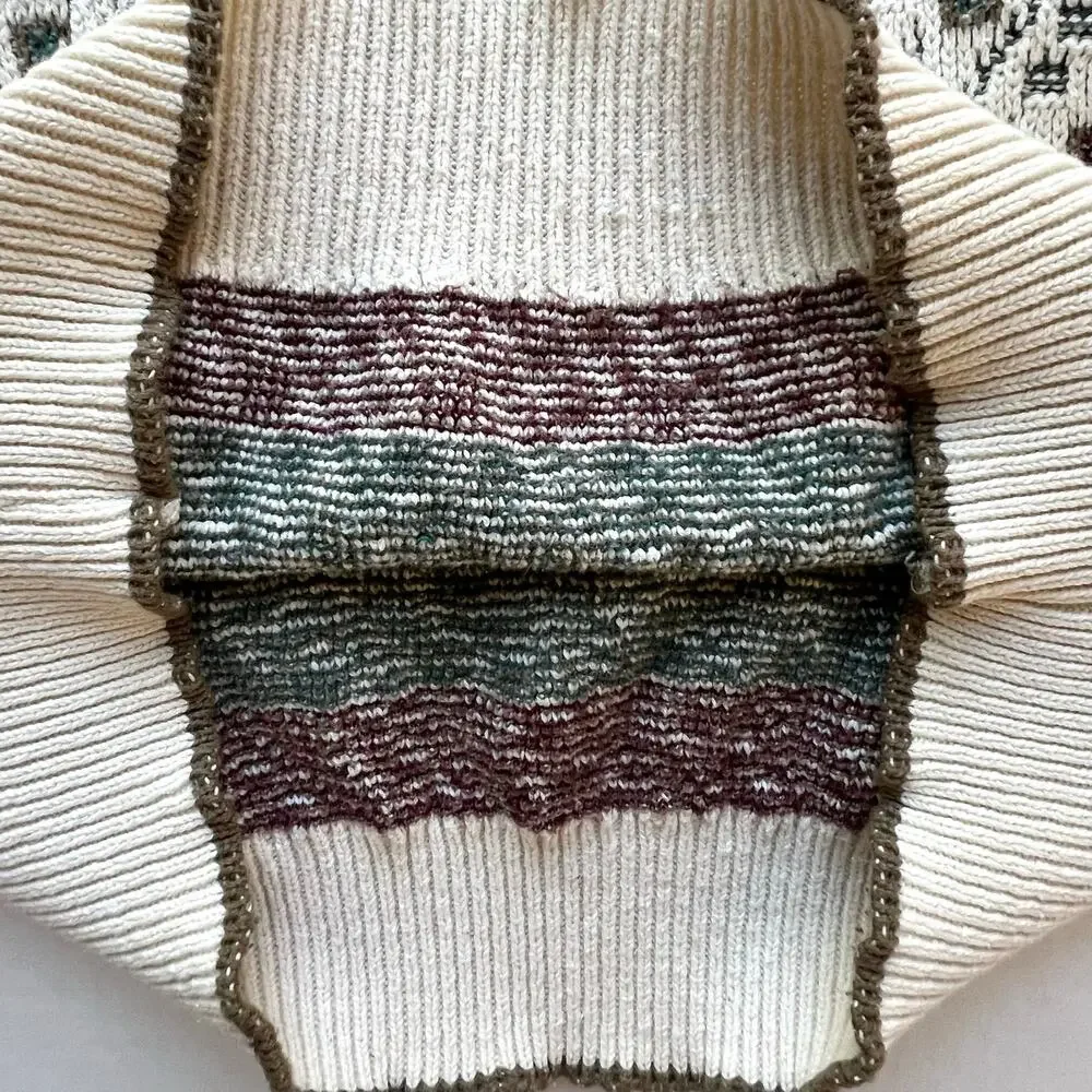 Vintage John Weitz Preppy Geometric Square Abstract Pattern Knit Sweater USA L